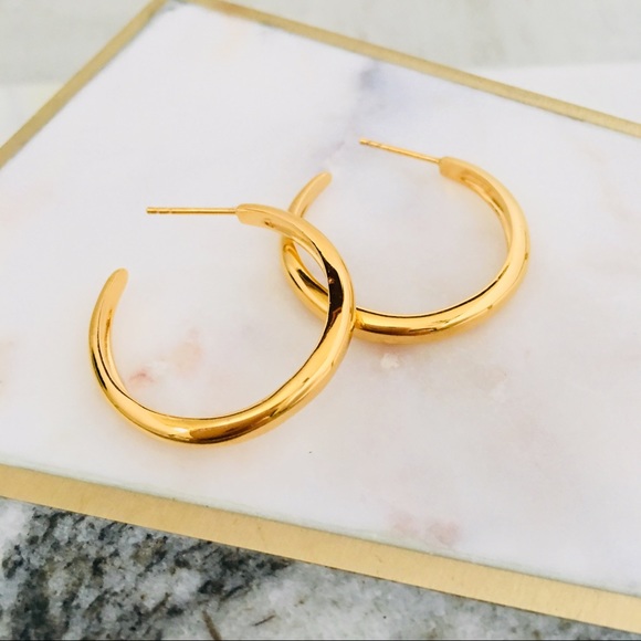 J. CREW Demi-fine 14k Gold-Plated Hoop Earrings - Picture 6 of 8